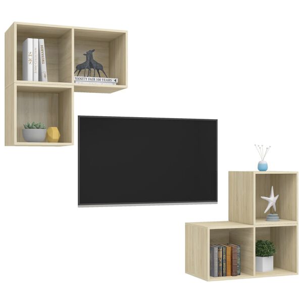 vidaXL Set Porta TV 4 pz Rovere Sonoma in Truciolato
