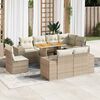 vidaXL Set Divano da Giardino 9 pz con Cuscini Beige in Polyrattan