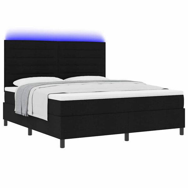 vidaXL Letto a molle con materasso con led Nero 180 x 200 cm Tessuto