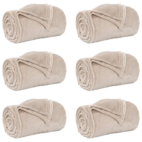 vidaXL Coperte da Pile 6 pcs Beige 220 x 240 cm Panno