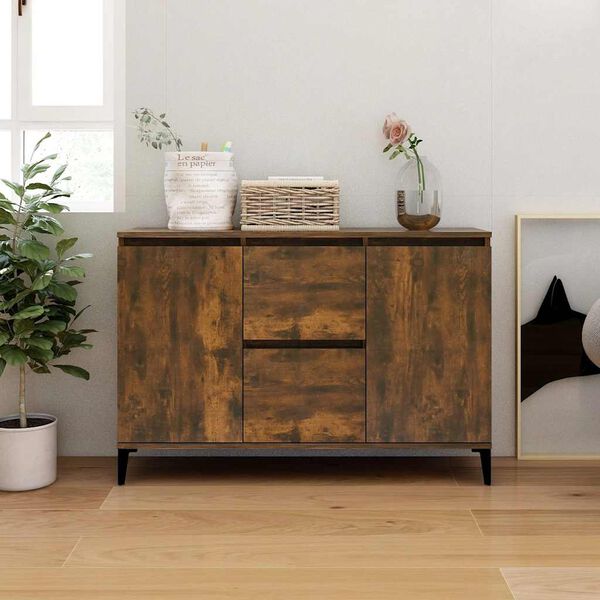 vidaXL Credenza Rovere Fumo 102x35x70 cm in Legno Multistrato