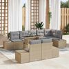 vidaXL Set Divano da Giardino 9 pcs Beige Poly Rattan