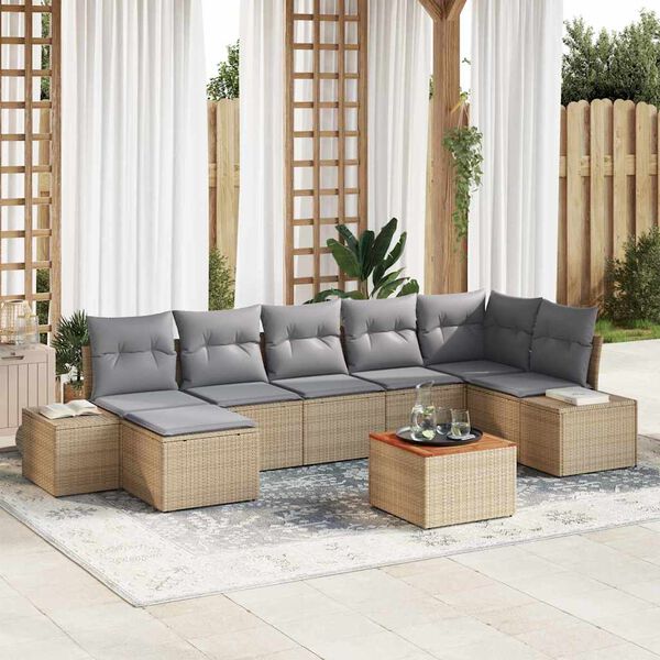 vidaXL Set Divano da Giardino 8 pcs beige e grigio chiaro