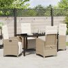 vidaXL Set da Pranzo per Giardino con cuscino 5 pcs Beige polyrattan
