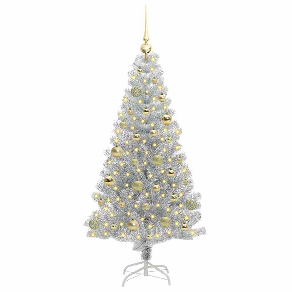 vidaXL Albero di Natale con 150 LED con supporto Argento 150 cm PET