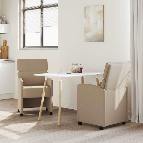 vidaXL Sedie da pranzo con ruote 2 pcs Cappuccino 58 x 65 x 98 cm