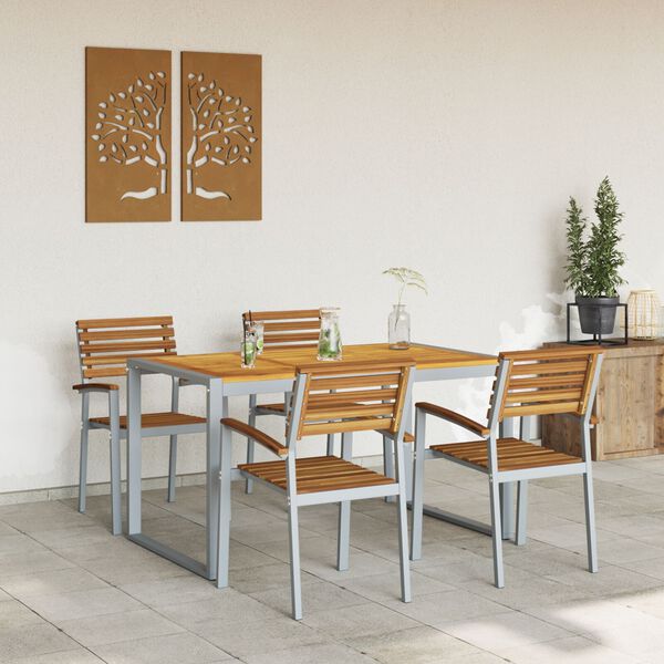 vidaXL Set da Pranzo per Giardino 5 pcs Grigio