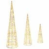 vidaXL Albero di Natale 3 pz 90 LED Bianco caldo 20 x 20 x 80 cm PET