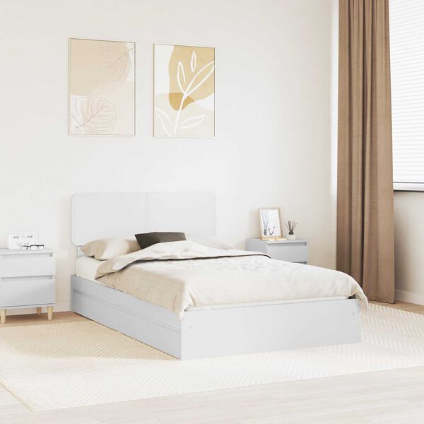 vidaXL Letto con Contenitore Bianco 120 x 190 cm Legno multistrato