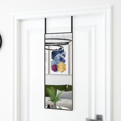 vidaXL Specchio da Porta Nero 30x80 cm in Vetro e Alluminio