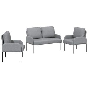 vidaXL Set divani con cuscino 3 pcs Grigio chiaro 115 x 56 x 80 cm