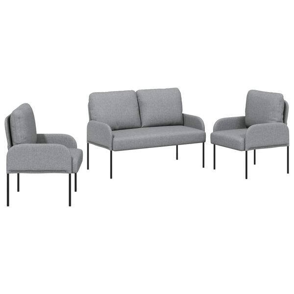 vidaXL Set divani con cuscino 3 pcs Grigio chiaro 115 x 56 x 80 cm