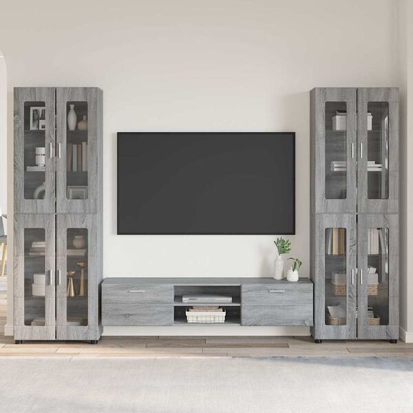vidaXL Set mobile TV con porta FLORIN Grigio Sonoma Legno multistrato