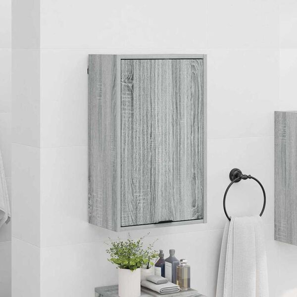 vidaXL Mobile da Bagno con porta Grigio Sonoma 39 x 23,5 x 65 cm