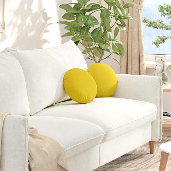 vidaXL Cuscini per Seduta 2 pcs Giallo Chiaro &Oslash;30 x 13 cm Tessuto