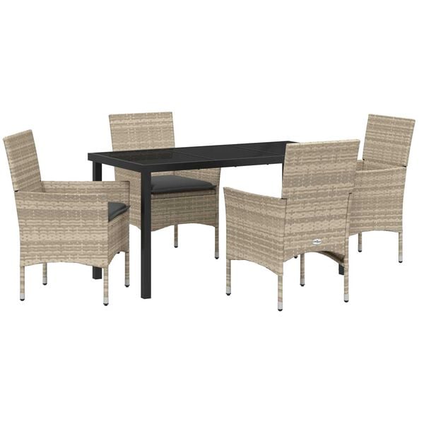 vidaXL Set da Pranzo per Giardino 5 pcs Grigio chiaro polyrattan