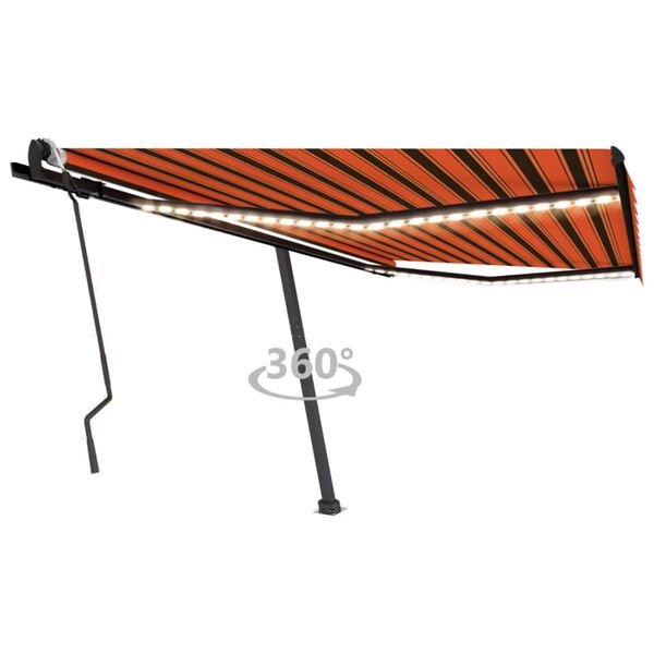 vidaXL Tenda da Sole Retrattile Manuale LED 400x300 cm Arancio Marrone