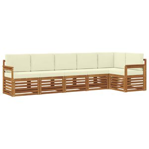 vidaXL Set divano sezionale con cuscino 6 pcs Naturale e Crema