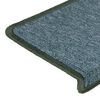 vidaXL Tappetini per scale 15 pz 65x21x4 cm Verde scuro con bordo rettangolare