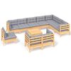 vidaXL Set Divani da Giardino 11 pz con Cuscini Grigi Massello di Pino