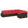 vidaXL Set Divani da Giardino 9 pz con Cuscini Marrone in Polyrattan