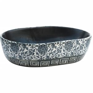 vidaXL Lavabo da Appoggio Nero e Blu Ovale 47x33x13 cm Ceramica