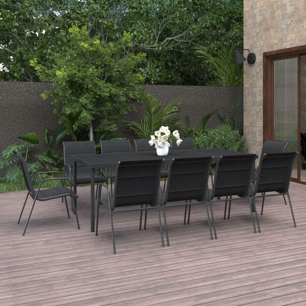 vidaXL Set da Pranzo per Giardino 11 pz in Acciaio