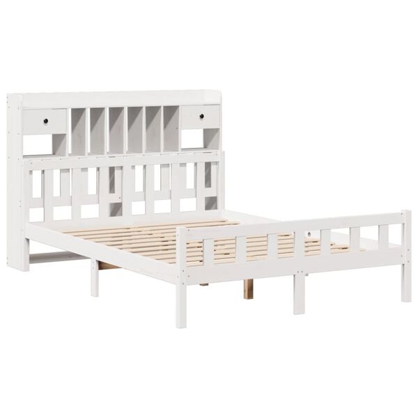 vidaXL Letto Libreria senza Materasso Bianco 160x200 cm Legno di Pino