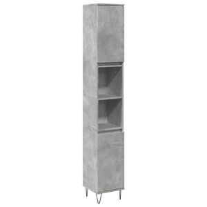 vidaXL Armadietto Bagno Grigio Cemento 30x30x190 cm Legno Multistrato