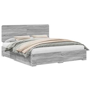 vidaXL Struttura del letto con testiera Grigio Sonoma 200 x 200 cm