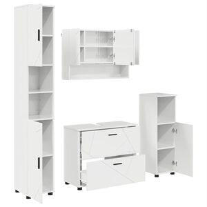 vidaXL Set di mobili per il bagno 4 pz Bianco Lucido 35 x 30 x 192 cm