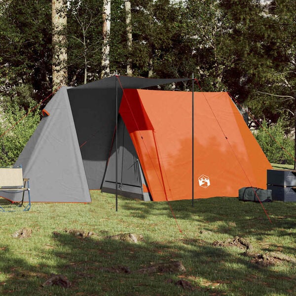 vidaXL Tenda da Campeggio 3 Persone Grigio e Arancione Impermeabile