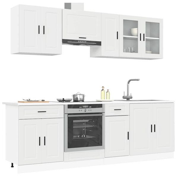 vidaXL Set Mobili da Cucina 8 pz Porto Bianco Legno Multistrato