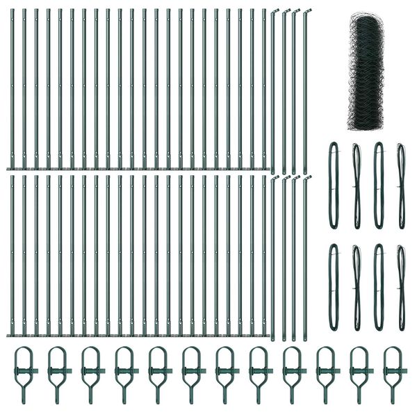 vidaXL Recinzione con pali. Verde 0.4 x 100 m Acciaio rivestito in PVC