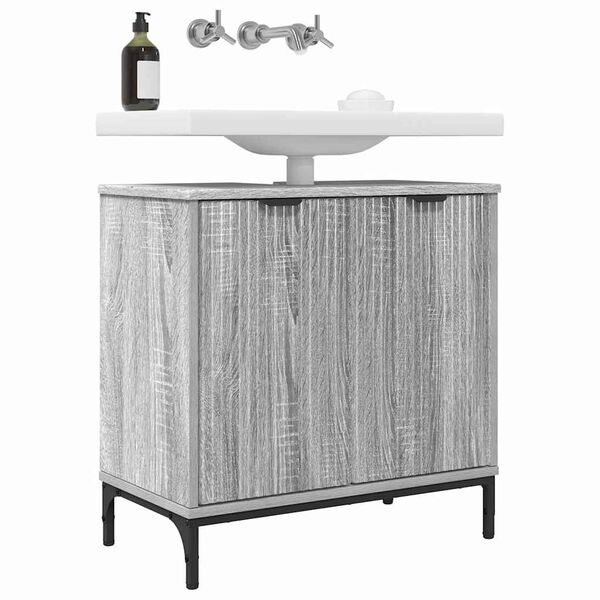 vidaXL Armadio per Lavabo da Bagno Grigio Sonoma 60,5 x 33,5 x 61 cm