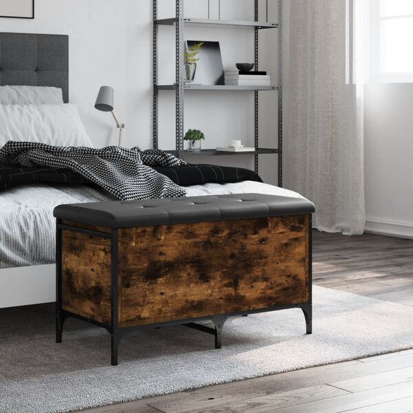 vidaXL Panca Portaoggetti Rovere Fumo 82x42x45 cm Legno Multistrato