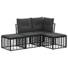 vidaXL Set di divani da esterno con cuscino 4 pcs Nero Poliestere