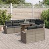 vidaXL Set di relax con cuscino 9 pcs Grigio Poly Rattan