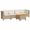 vidaXL Set Divano da Giardino 5 pz con Cuscini Beige in Polyrattan
