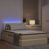 vidaXL Letto con contenitore e LED con led Crema 120 x 200 cm Tessuto