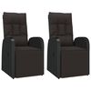 vidaXL Sedie Reclinabili da Giardino con Cuscini 2pz Nero Polyrattan