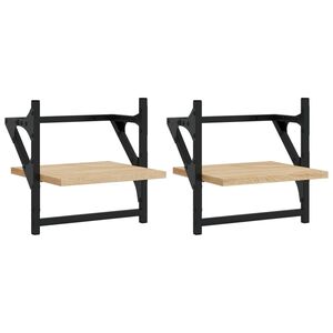 vidaXL Mensole a Parete con Aste 2pz Rovere Sonoma 30x25x30 cm
