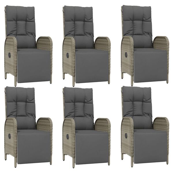 vidaXL Set da Pranzo da Giardino 7 pz con Cuscini in Polyrattan Grigio
