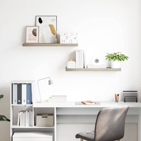 vidaXL Scaffali a Parete 2 pz Rovere 80x23,5x3,8 cm in MDF