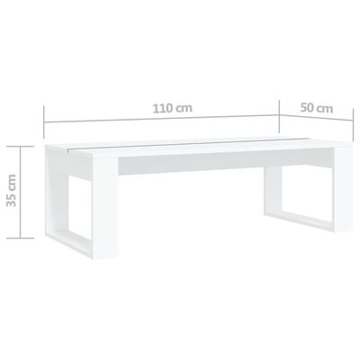 vidaXL Tavolino da Salotto Bianco 110x50x35 cm in Legno Multistrato