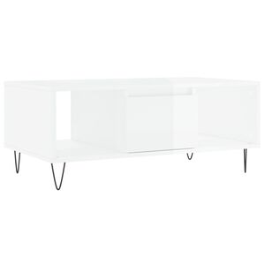 vidaXL Tavolino Salotto Bianco Lucido 90x50x36,5 cm Legno Multistrato