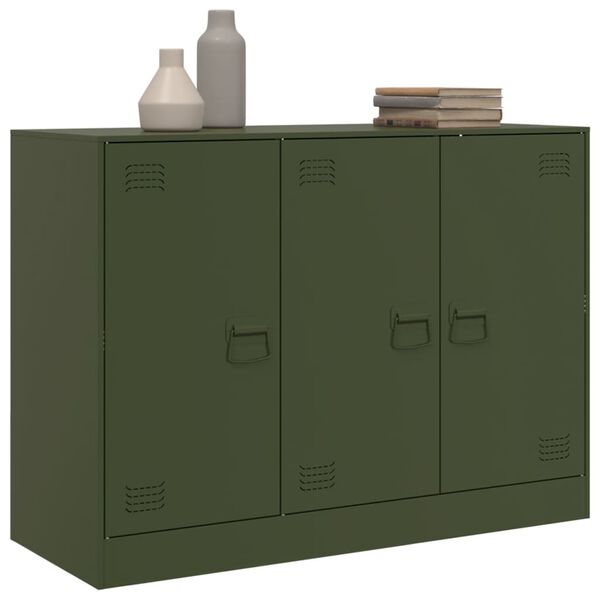 vidaXL Credenza Verde Oliva 99x39x73 cm in Acciaio