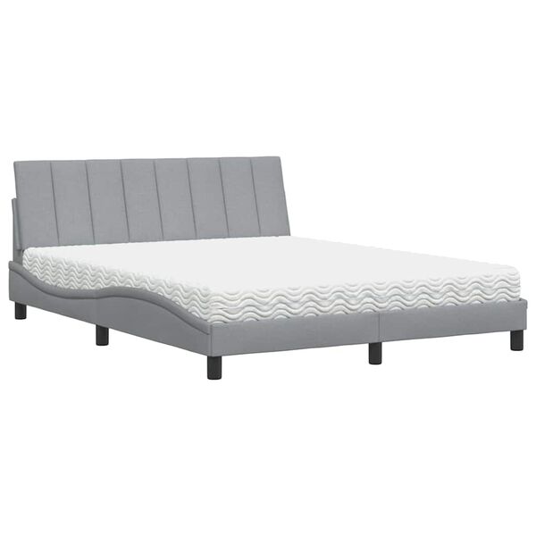 vidaXL Letto con Materasso Hanko Grigio Chiaro160x200 cm Tessuto