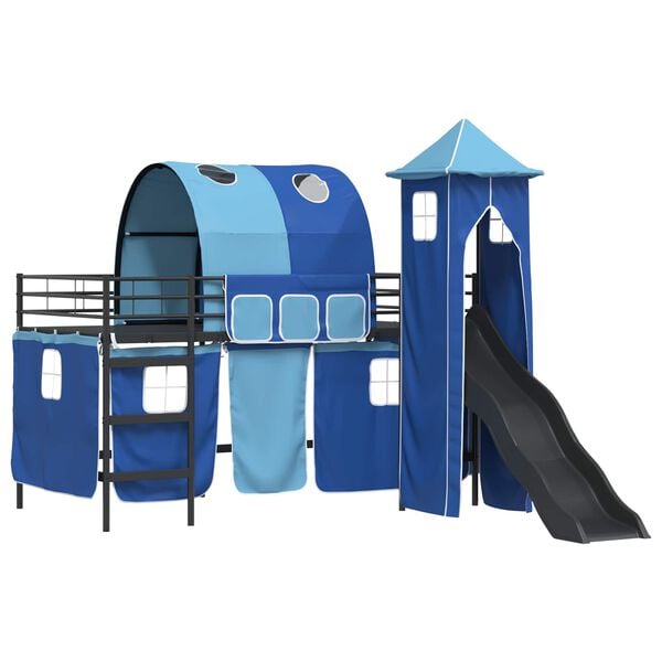 vidaXL Struttura del letto loft per bambini Nero e Blu 79,5 x 200 cm