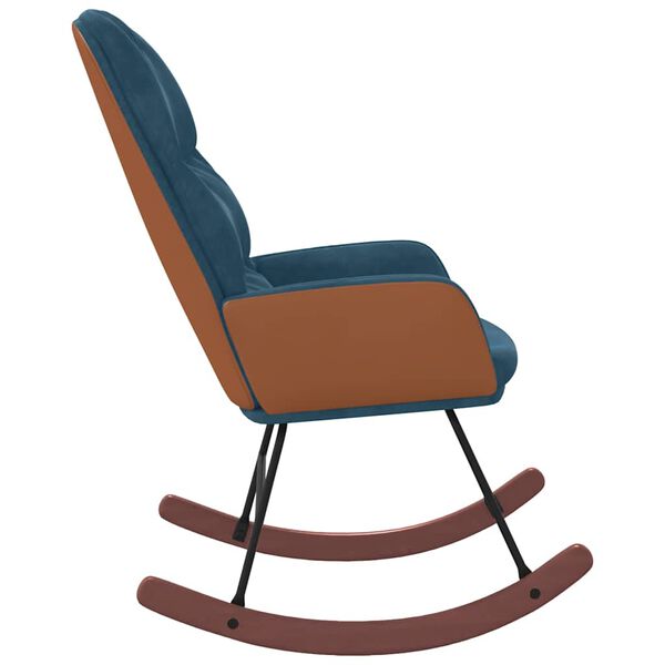 vidaXL Sedia a Dondolo Blu in Velluto